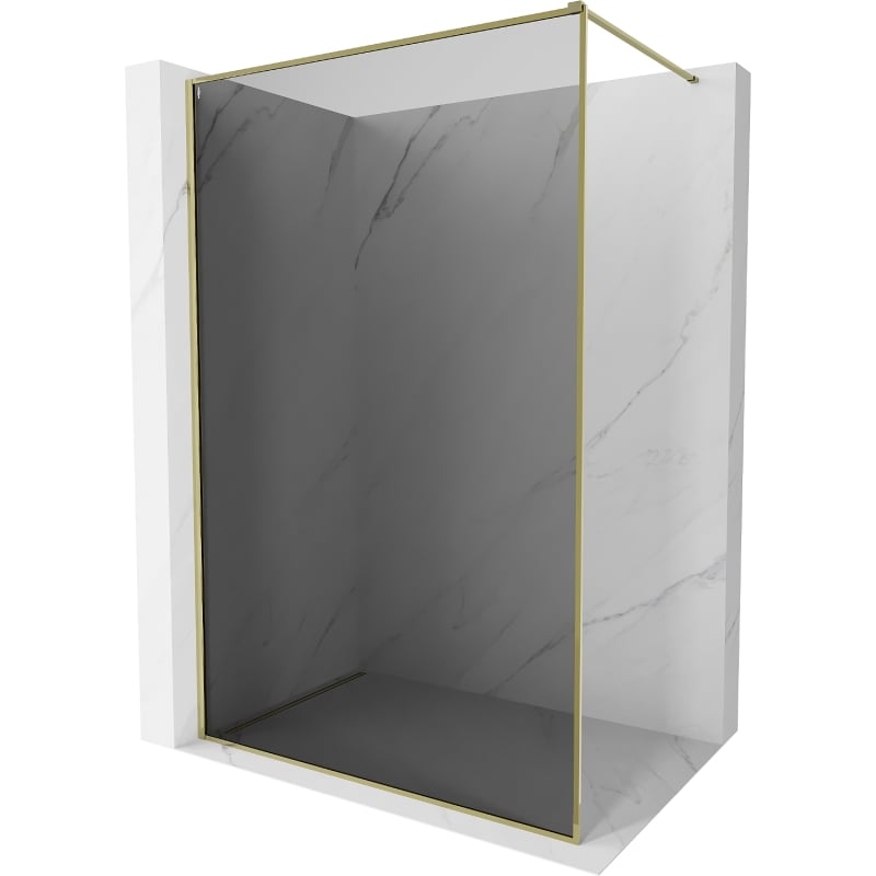 Mexen Kioto-XF perete de duș Walk-in cu cadru 130 x 202 cm, grafit 10 mm, auriu - 800-130-104-50-40-X