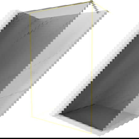 Mexen Kioto-XF panou de duș Walk-in cu ramă 130 x 202 cm, grafit 10 mm, auriu - 800-130-104-50-40-X