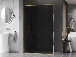 Mexen Kioto-XF perete de duș Walk-in cu cadru 140 x 202 cm, grafit 10 mm, auriu - 800-140-104-50-40-X