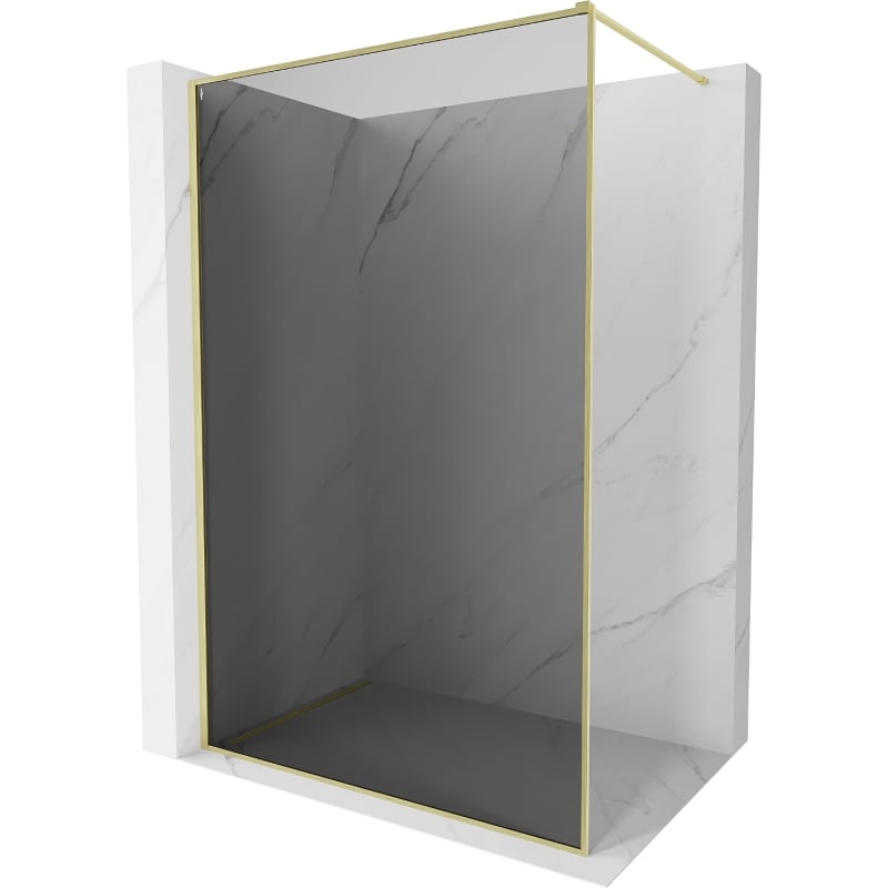 Mexen Kioto-XF panel de duș Walk-in cu cadru 80 x 202 cm, grafit 10 mm, auriu periat - 800-080-104-55-40-X