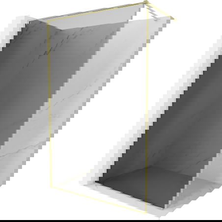 Mexen Kioto-XF panou de duș Walk-in cu ramă 90 x 202 cm, grafit 10 mm, auriu periat - 800-090-104-55-40-X