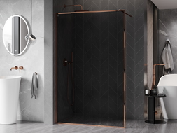 Mexen Kioto-XF Walk-in zuhanyfal kerettel, 150 x 202 cm, grafit 10 mm, rózsaarany - 800-150-104-60-40-X