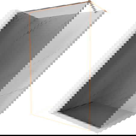 Mexen Kioto-XF Walk-in zuhanyfal kerettel 110 x 202 cm, grafit 10 mm, kefélt réz - 800-110-104-65-40-X