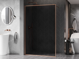 Mexen Kioto-XF perete de duș Walk-in cu cadru 110 x 202 cm, grafit 10 mm, cupru periat - 800-110-104-65-40-X
