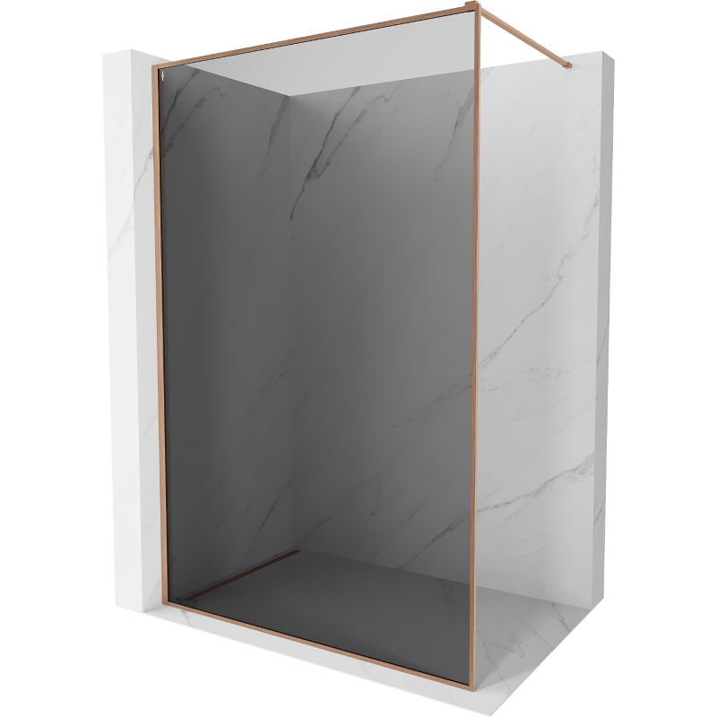 Mexen Kioto-XF Walk-in zuhanyfal kerettel 160 x 202 cm, grafit 10 mm, kefélt réz - 800-160-104-65-40-X