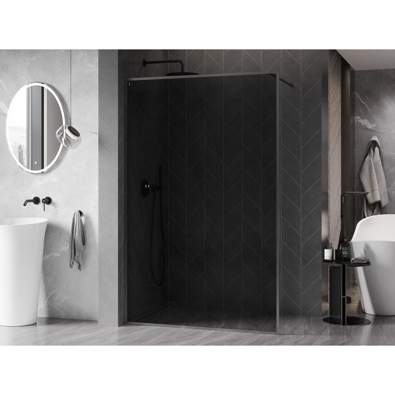 Mexen Kioto-XF Perete de duș Walk-in cu ramă 120 x 202 cm, grafit 10 mm, gri armat periat - 800-120-104-66-40-X