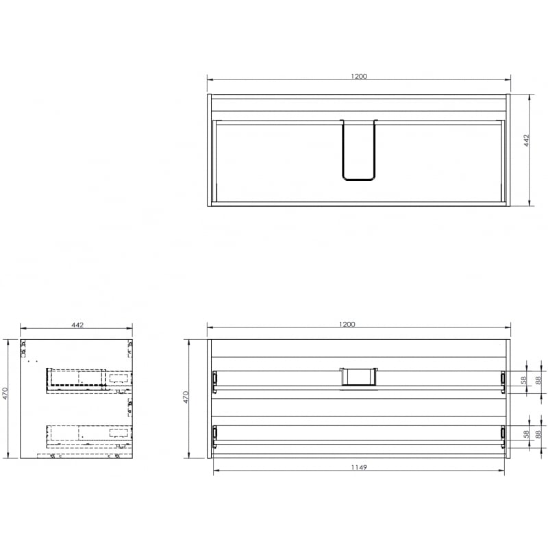 Mexen Box-A corp dulap sub chiuvetă 120 cm, 2 sertare, alb lucios - 91AX0-1200-470-2-00
