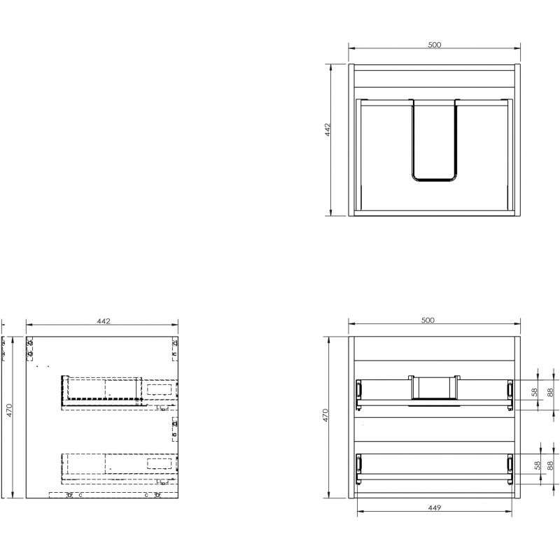 Mexen Box-A corp dulap sub lavoar 50 cm, 2 sertare, negru lucios - 91AX0-0500-470-2-70