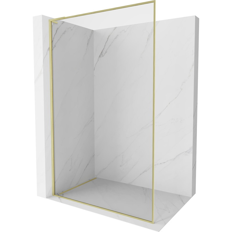 Mexen Kioto-XF L Walk-in zuhanyfal kerettel 120 x 202 cm, átlátszó 10 mm, arany kefélt - 800-120-174-55-00-XF