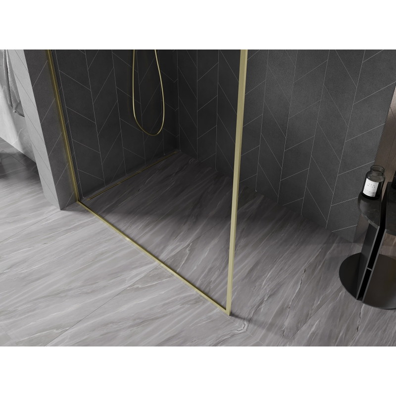 Mexen Kioto-XF L Perete de duș Walk-in cu cadru 120 x 202 cm, transparent 10 mm, auriu periat - 800-120-174-55-00-XF
