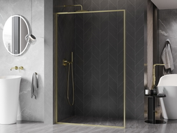 Mexen Kioto-XF L Perete de duș Walk-in cu cadru 120 x 202 cm, transparent 10 mm, auriu periat - 800-120-174-55-00-XF