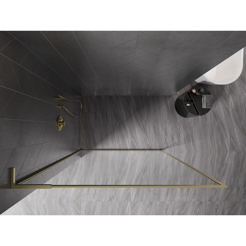Mexen Kioto-XF L Walk-in zuhanyfal kerettel 120 x 202 cm, átlátszó 10 mm, arany kefélt - 800-120-174-55-00-XF