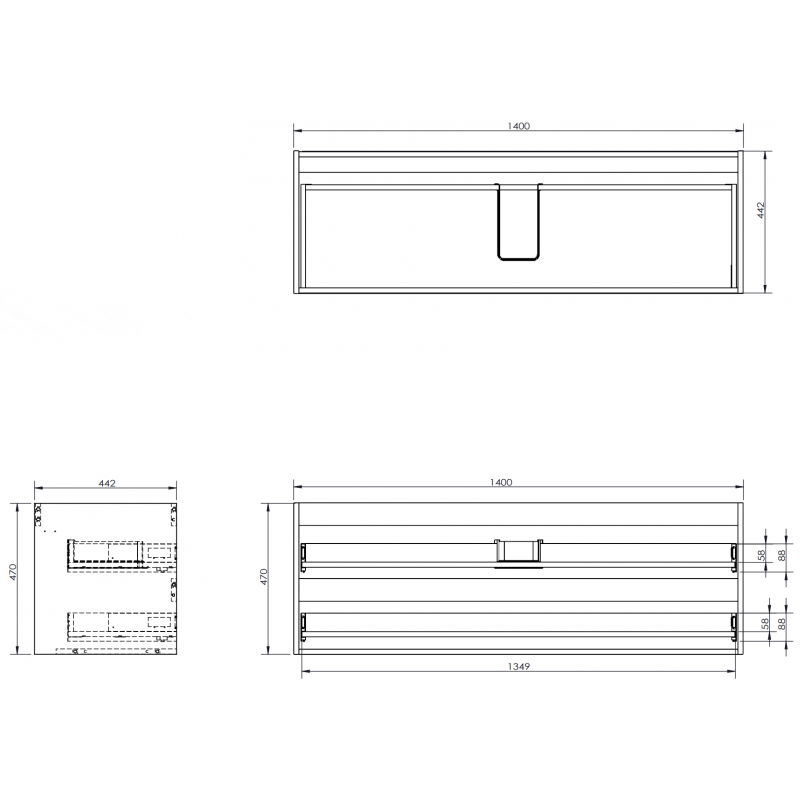 Mexen Box-A mosdó alatti szekrény ház 140 cm, 2 fiók, tölgy - 91AX0-1400-470-2-81