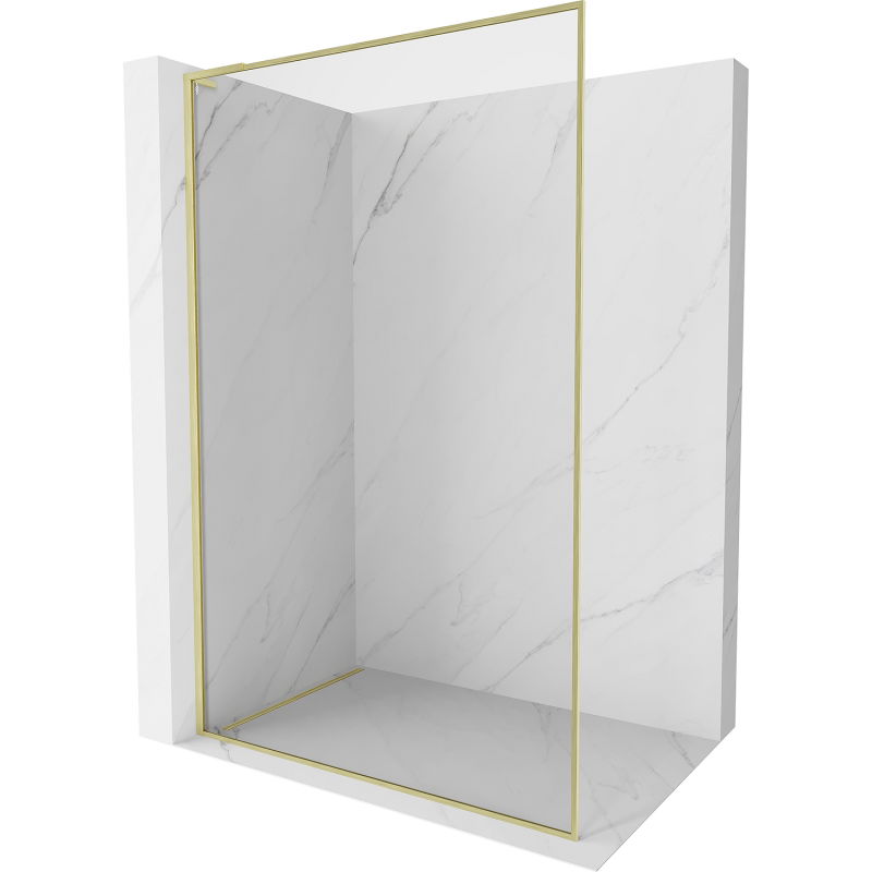 Mexen Kioto-F L panou de duș Walk-in cu ramă 80 x 202 cm, transparent 8 mm, auriu periat - 800-080-174-55-00