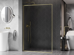 Mexen Kioto-F L Panou de duș Walk-in cu cadru 120 x 202 cm, transparent 8 mm, auriu periat - 800-120-174-55-00