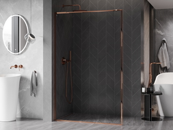 Mexen Kioto-F L Panou de duș Walk-in cu cadru 85 x 202 cm, transparent 8 mm, aur roz - 800-085-174-60-00