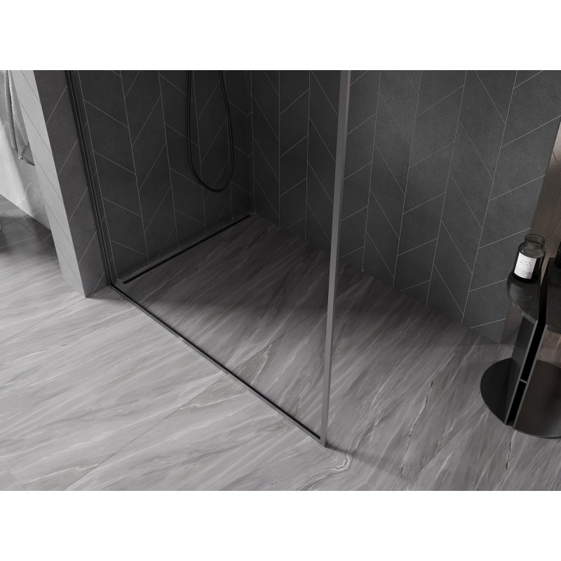 Mexen Kioto-F L Walk-in zuhanyfal kerettel 100 x 202 cm, átlátszó 8 mm, gun gray szálcsiszolt - 800-100-174-66-00