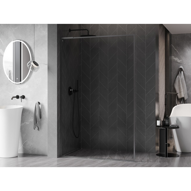 Mexen Kioto-F L Walk-in zuhanyfal kerettel 100 x 202 cm, átlátszó 8 mm, gun gray szálcsiszolt - 800-100-174-66-00