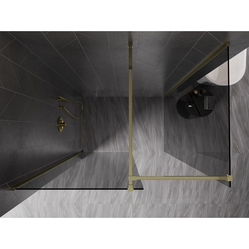 Mexen Kioto-X perete de duș Walk-in 130 x 80 cm, transparent 10 mm, auriu - 800-130-202-50-00-080-X