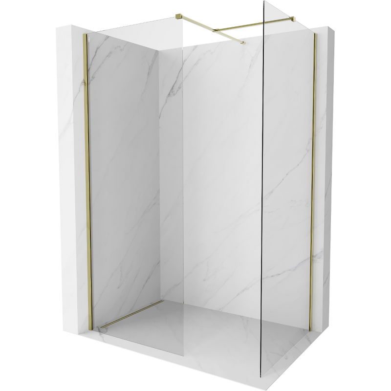 Mexen Kioto-X perete de duș Walk-in 130 x 120 cm, transparent 10 mm, auriu - 800-130-202-50-00-120-X