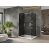 Mexen Omega húzható zuhanykabin 130 x 100 cm, grafit, króm + Flat zuhanytálca, fehér - 825-130-100-01-40-4010