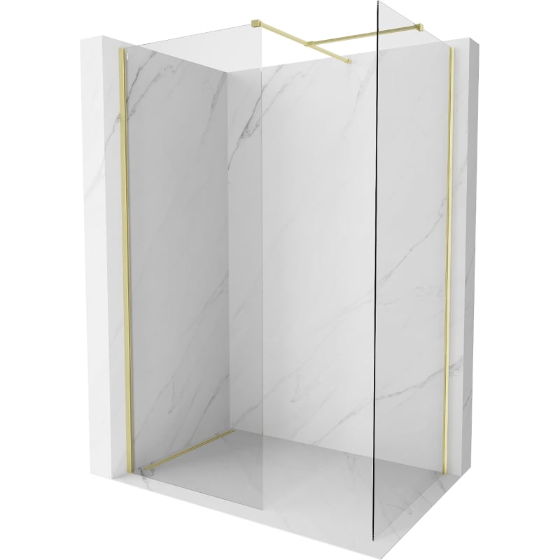 Perete de duș Mexen Kioto-X Walk-in 130 x 100 cm, transparent 10 mm, auriu periat - 800-130-202-55-00-100-X