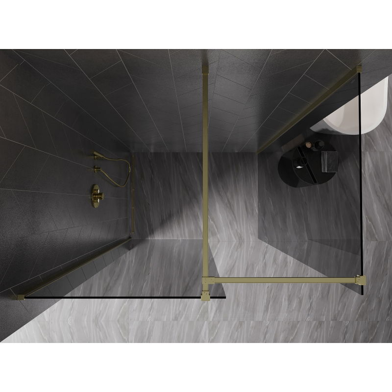 Mexen Kioto-X perete de duș Walk-in 120 x 120 cm, transparent 10 mm, auriu periat - 800-120-202-55-00-120-X