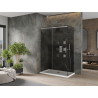 Mexen Omega tolóajtós zuhanykabin 140 x 80 cm, grafit, króm + Flat zuhanytálca, fehér - 825-140-080-01-40-4010