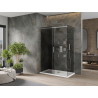 Mexen Omega cabina de duș glisantă 140 x 80 cm, grafit, crom + cadă de duș Flat, alb - 825-140-080-01-40-4010