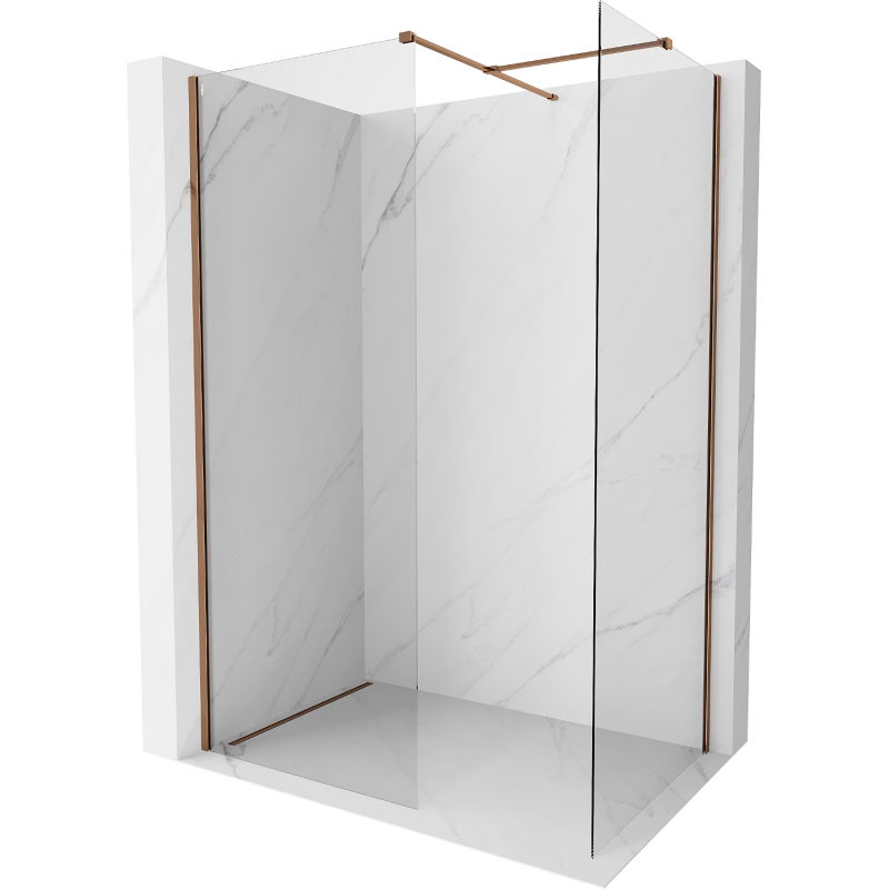 Mexen Kioto-X panou dus Walk-in 140 x 110 cm, transparent 10 mm, aur roz - 800-140-202-60-00-110-X