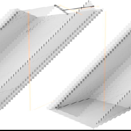 Mexen Kioto-X zuhanyfal Walk-in 100 x 100 cm, átlátszó 10 mm, csiszolt réz - 800-100-202-65-00-100-X