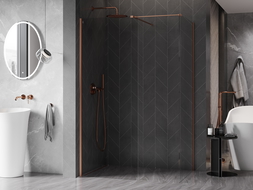 Mexen Kioto-X perete de duș Walk-in 140 x 100 cm, transparent 10 mm, cupru periat - 800-140-202-65-00-100-X