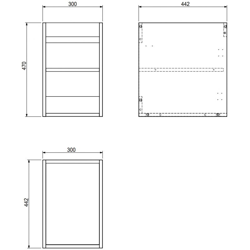 Mexen Box-A corp de dulap pentru lavoar 30 cm, alb lucios - 91AX1-0300-470-1-00