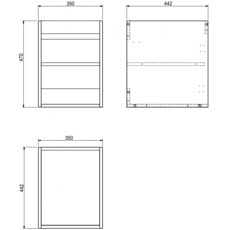 Mexen Box-A mosdószekrény test 35 cm, fekete fényes - 91AX1-0350-470-1-70