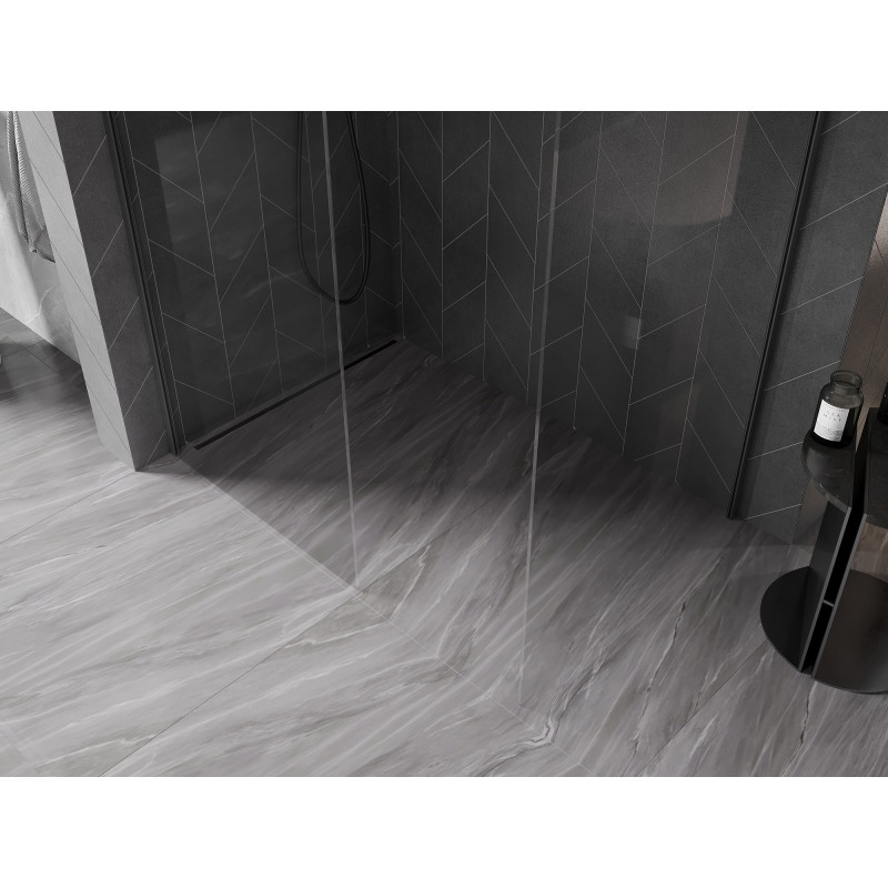 Mexen Kioto-X Walk-in zuhanyfal 140 x 120 cm, átlátszó 10 mm, gun metal - 800-140-202-95-00-120-X
