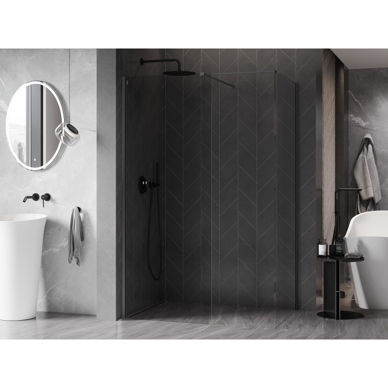 Mexen Kioto-X Walk-in zuhanyfal 140 x 120 cm, átlátszó 10 mm, gun metal - 800-140-202-95-00-120-X