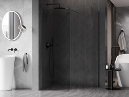 Mexen Kioto-X Walk-in zuhanyfal 140 x 120 cm, átlátszó 10 mm, gun metal - 800-140-202-95-00-120-X
