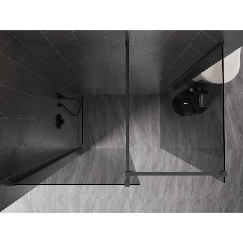 Mexen Kioto-X Walk-in zuhanyfal 140 x 120 cm, átlátszó 10 mm, gun metal - 800-140-202-95-00-120-X