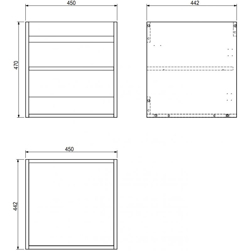 Mexen Box-A korpus mosdószekrény alá 45 cm, fekete fényes - 91AX1-0450-470-1-70