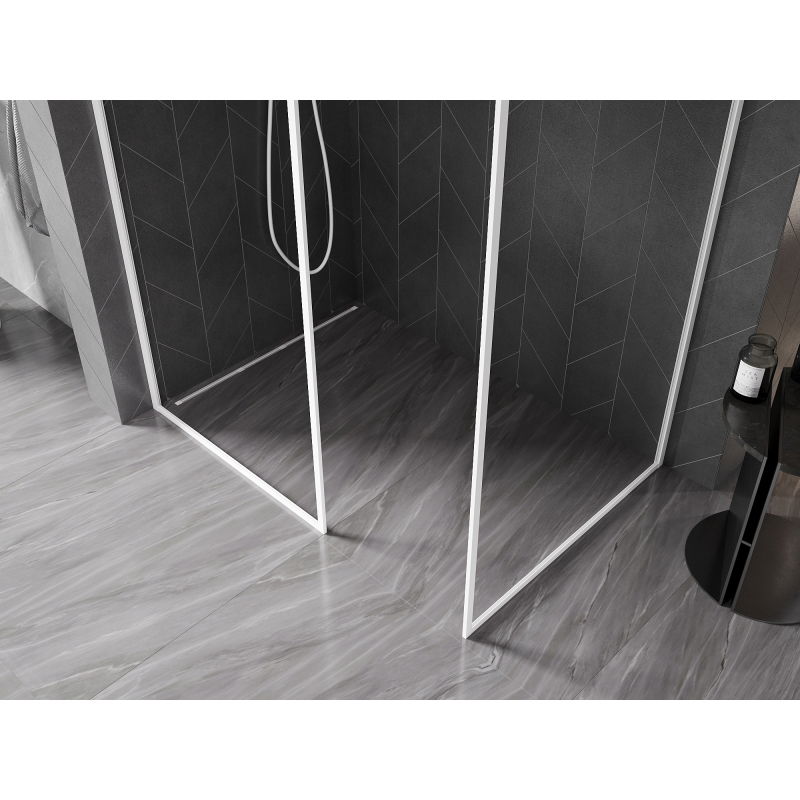 Mexen Kioto-XF perete de duș Walk-in cu cadru 140 x 110 cm, transparent 10 mm, alb - 800-140-202-04-20-110-XF