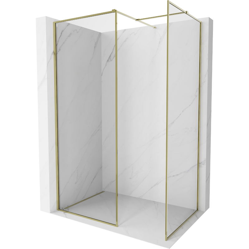Mexen Kioto-XF panou de duș Walk-in cu ramă 70 x 70 cm, transparent 10 mm, auriu - 800-070-202-04-50-070-XF