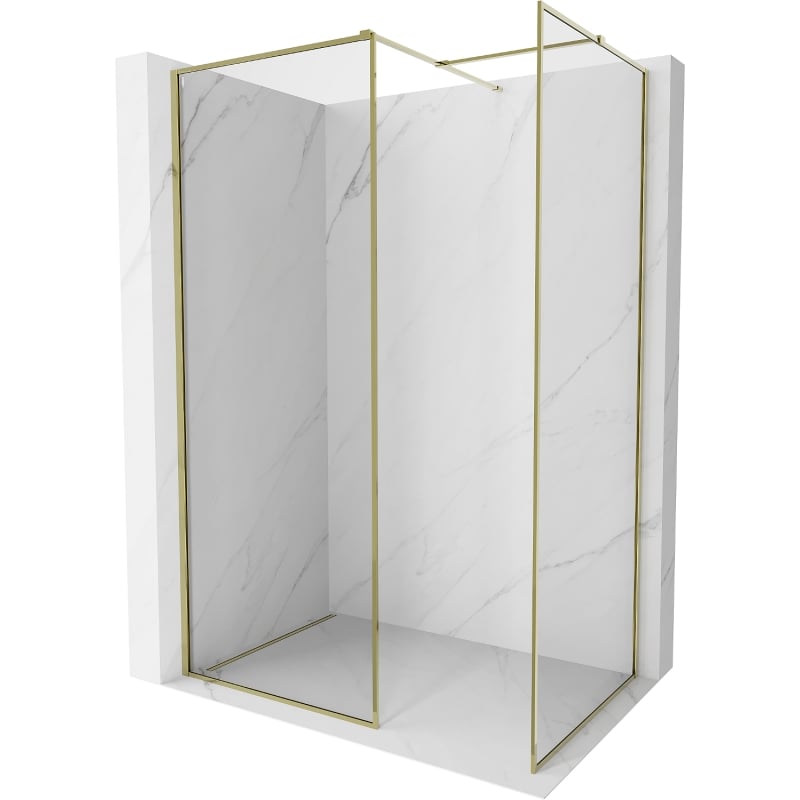 Mexen Kioto-XF perete de duș Walk-in cu ramă 100 x 100 cm, transparent 10 mm, auriu - 800-100-202-04-50-100-XF