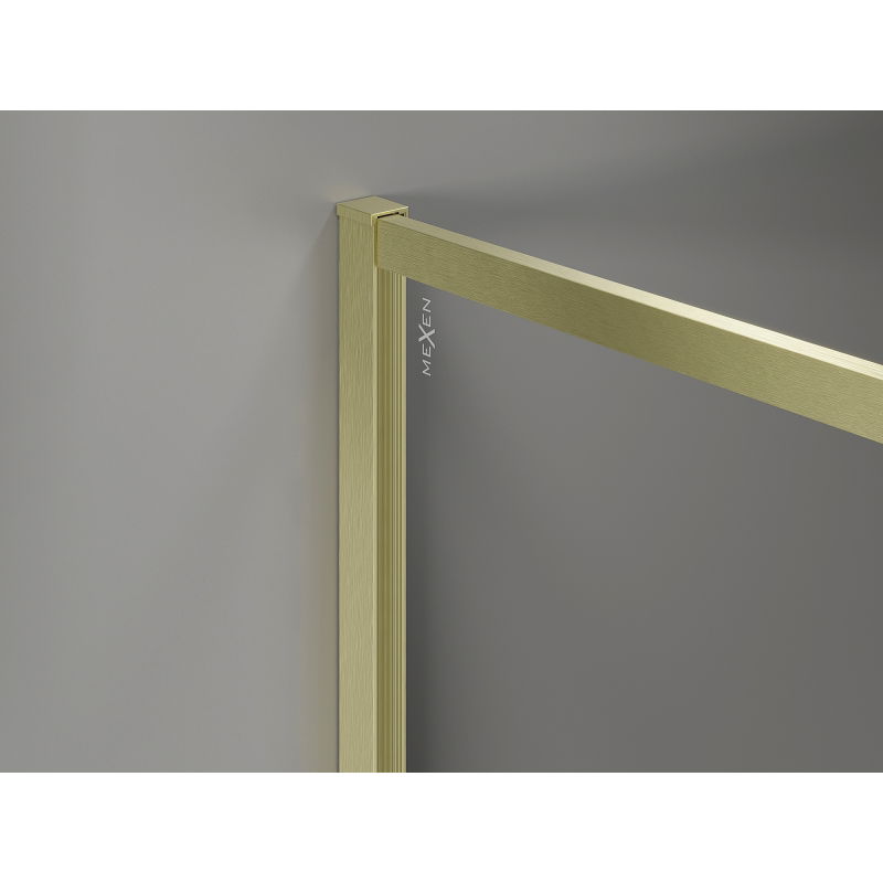 Mexen Kioto-XF panou de duș Walk-in cu ramă 140 x 90 cm, transparent 10 mm, auriu periat - 800-140-202-04-55-090-XF