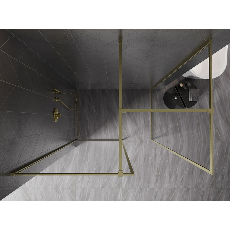 Mexen Kioto-XF perete de duș Walk-in cu cadru 110x110 cm, transparent 10 mm, auriu periat - 800-110-202-04-55-110-XF