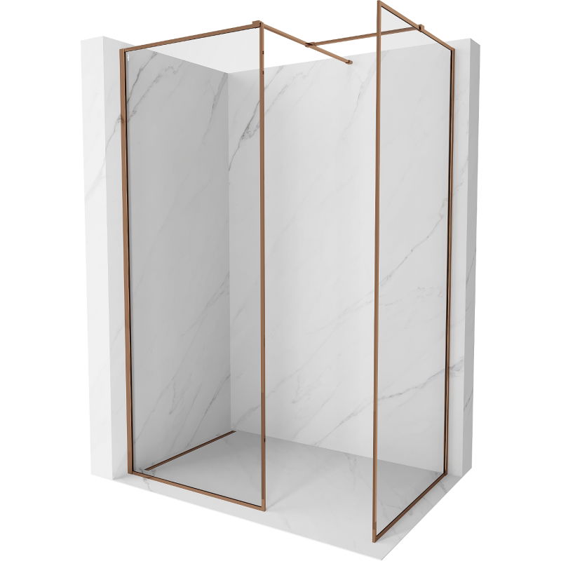 Mexen Kioto-XF panou de duș Walk-in cu cadru 100 x 100 cm, transparent 10 mm, aur roz - 800-100-202-04-60-100-XF