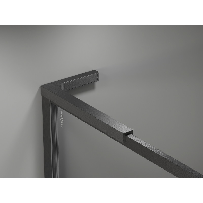 Mexen Kioto-F L Walk-in zuhanyfal kerettel 100 x 202 cm, átlátszó 8 mm, gun gray szálcsiszolt - 800-100-174-66-00