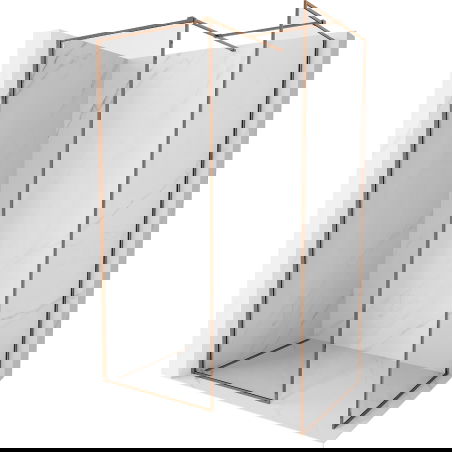 Mexen Kioto-XF perete de duș Walk-in cu ramă 150 x 110 cm, transparent 10 mm, aur roz - 800-150-202-04-60-110-XF