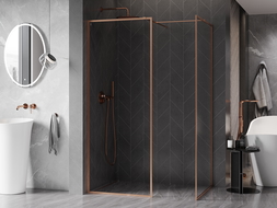 Mexen Kioto-XF perete de duș Walk-in cu cadru 160 x 90 cm, transparent 10 mm, cupru periat - 800-160-202-04-65-090-XF