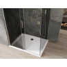 Mexen Omega 140 x 100 cm-es, grafit, króm zuhanykabin tolóajtóval + Flat zuhanytálca, fehér - 825-140-100-01-40-4010