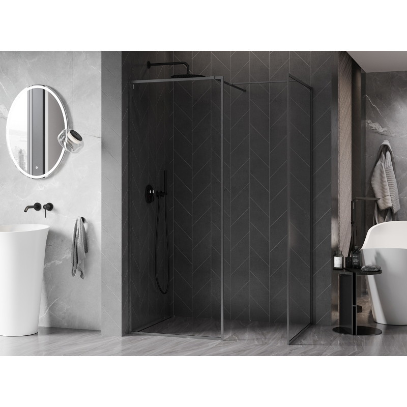 Mexen Kioto-XF 150x90 cm-es Walk-in zuhanyfal kerettel, 10 mm áttetsző, matt szürke - 800-150-202-04-66-090-XF